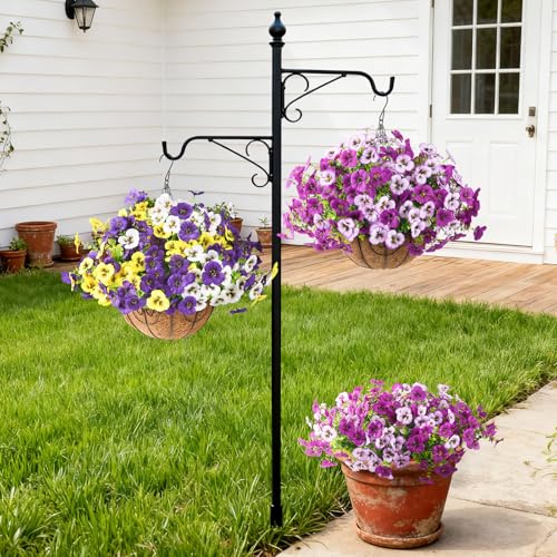 INQCMY Fake Artificial Pansy Flowers Plants for Outdoors UV Resistant - color: Gradient Purple Red