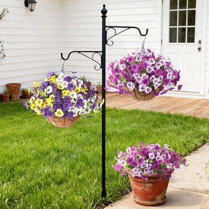 INQCMY Fake Artificial Pansy Flowers Plants for Outdoors UV Resistant - color: Gradient Purple Red