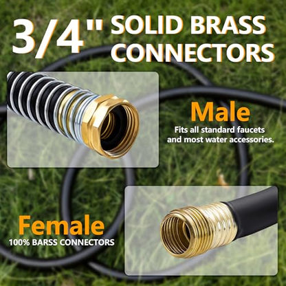 5/8" Garden Hose 150ft, -40℉ To 190℉ Hot/Cold Rubber hose, Black - color: Black, size: 150Ft