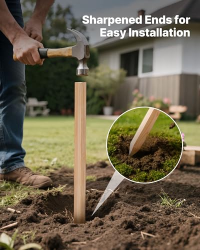 VEVOR Wooden Garden Stakes, 50 Pcs 36x0.75x0.75 in Survey Grading Stakes, Garden Ground Stake with Sharp Point, Fir Wood Plant Support Stake, Sign Posts for Silt Fence Backyard Boundaries Baselines - style: 0.75 x 0.75 x 36in+50pcs