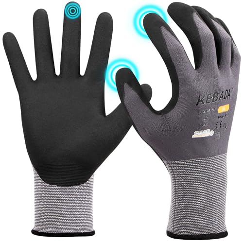 Kebada W2 Touchscreen Safety Work Gloves for Men & Women, 1 Pair - color: Storm Grey (1 Pairs), size: Small