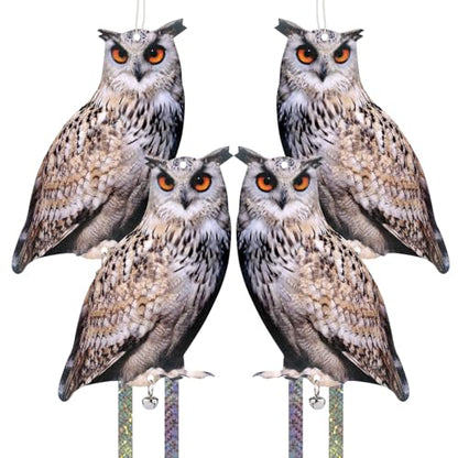 4PCS Hanging Flat Fake Owl to Keep Pigeon Away from Balcony - color: 4pcs Grey Owls