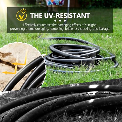 5/8" Garden Hose 150ft, -40℉ To 190℉ Hot/Cold Rubber hose, Black - color: Black, size: 150Ft