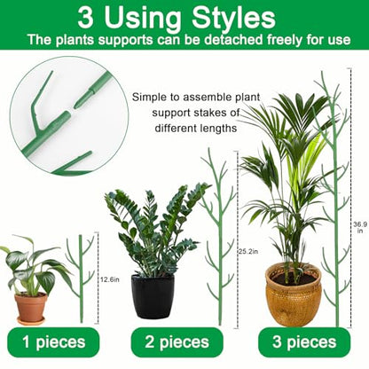 Orgrimmar 6 Pack Monstera Plant Support Stakes Adjustable Length with Green Ties for Indoor Outdoor Climbing Plants