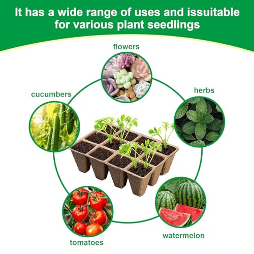 10 Pack Seedling Starter Trays - 120 Cells,Biodegradable Seed Starter Trays for Seedlings,Eco-Friendly Peat Pots - size: 10 Pack