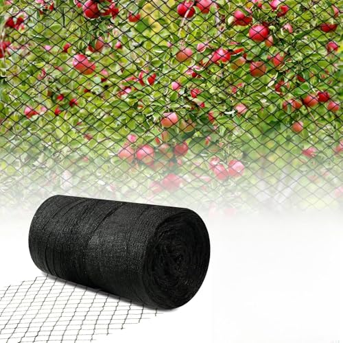 25x25FT Bird Netting for Garden,Heavy Duty Bird Netting for Chicken Coop with Ties and Staples for Vegetable, Fruit Trees,Plants, Lasting Against Birds Deer Squirrels and Poultry (Black) - size: 25x25FT