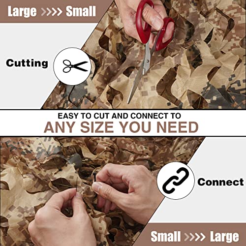 Sposuit Camo Netting - Camouflage Net 10x20 20x20 10x10 5x10 5x20, Military Camo Netting for Hunting Bulk Roll, Camo Tarp Sunshade Net for Party Decorations, Sunshade, Camping Ghillie Netting - color: Desert, size: 13ft x 13ft(4M x 4M)