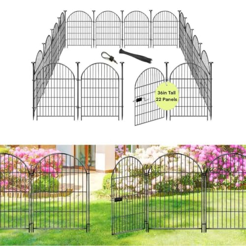 ADAVIN Garden Fencing 36 inch High, 22 Panels Dog Fence Outdoor for Yard - color: Black, size: 36in(H)x27in(L) 21 Panels + 1 Gate