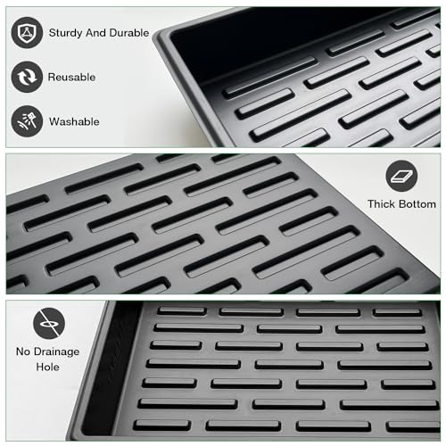 RooTrimmer Seed Starter Tray, 10 Packs Plant Tray, Durable Plastic Growing Trays, Stackable Seedling Starter Trays Perfect for Indoor, Outdoor, Greenhouses, 16.5" L x 13.2" W x 2.8" H - Black - size: 16.5" x 13.2" x 2.8" Tras - 10P