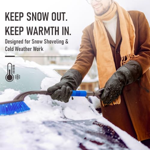 COOLJOB Long Sleeve Waterproof Winter Freezer Gloves for Men Women, S-XL - color: Black, size: Large