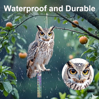 3PCS Garden Owl to Scare Pigeons Away Flat Paper Fake Owl to Keep Woodpecker Away from House Hanging Plastic Owl Pigeon Scare Devices with Reflective Tape for Outside Patio Window Roof Balcony - color: Light Grey 3pcs