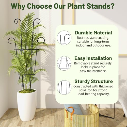 25.6" Metal Plant Trellis, 4 Pack Climbing Plant Support with Clips