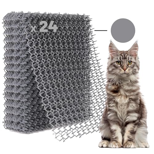 Petfolio 24 Pack Scat Mat for Cats - 16.5 x 13.4 Inch Cat Spike Mat with 1 Inch Spikes is A Perfect Pet Training Mats for Cat Repellent Indoor & Outdoor. Keep Cats Away All Year Round - size: 24