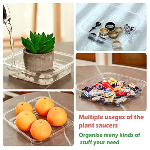 30 Pack Plant Saucers for Indoors 4 Inches Plant Trays for Pots Plastic Trays for Plants Square Plant Drip Trays for Potted Plants Flower Pot Saucers Clear Plant Plates to Catch Water, Bulk - size: 4 Inches