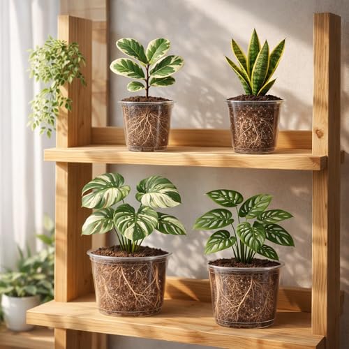 Bluepro Clear Nursery Pots with Saucers, 8 Inch, 8-Pack - size: 8 Inch-8Pcs