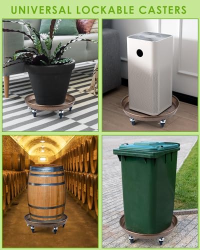 PACETAP 2Pack 15.7'' Large Plant Stand with Lockable Wheels, Heavy-Duty Plant Caddy with Casters for Indoor and Outdoor, Round Rolling Plant Stands Garden Pot Mover to Carry Potted Flower Pot - size: 15.7''