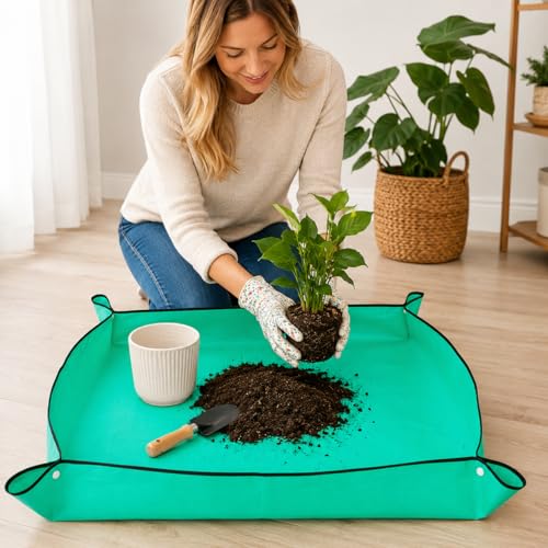 Waterproof Plant Repotting Mat | Mess-Free Indoor Gardening Mat for Succulents & Flower Potting | Foldable Transplanting Potting Mat, for Plant Lovers