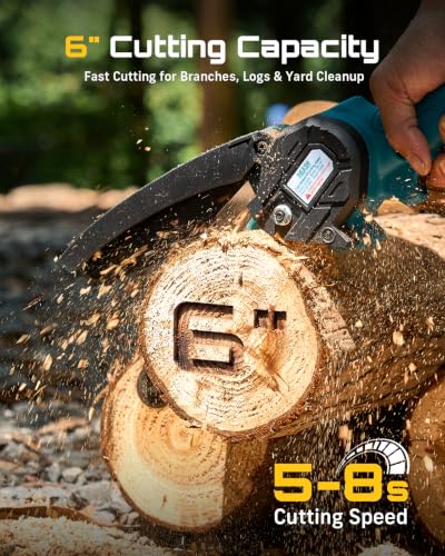 SEESII 2-in-1 Mini Chainsaw & Pruning Shears, 20V Brushless Motor Combo - color: Industrial Blue
