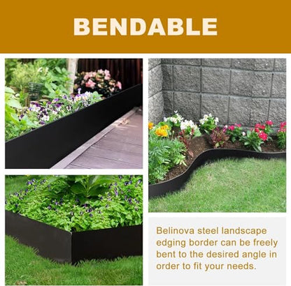 5Pcs - 48'' L x 6'' H Steel Landscape Edging Edging for Landscaping Hammer in Metal Landscape Edging Border for Garden Courtyard No-dig Hammer in Edging with Gloves(20FT Total Length) - color: 48'' L x 6'' H, style: 5 Pack