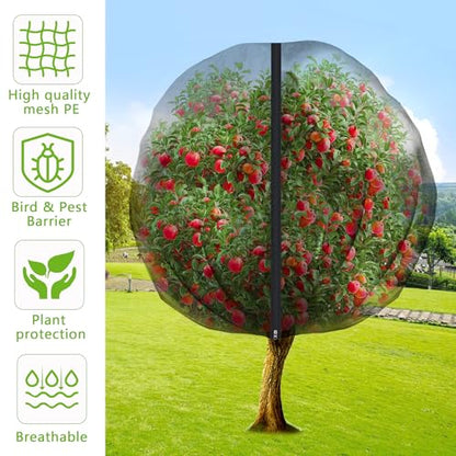 10.8 x 9.8 Ft Black Large Fruit Tree Netting with Zipper and Drawstring, Breathable Mesh Garden Bird Netting Plant Cover, Insect Bird Barrier Net Mesh for Protect Fruits Plants from Squirrel Bugs - size: 10.8 x 9.8 Ft