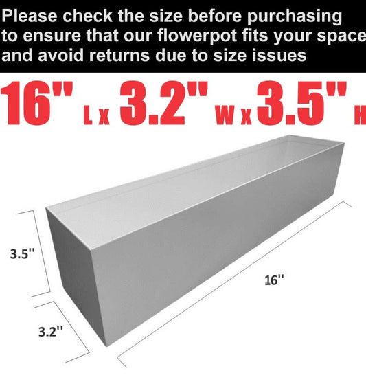 Modern 16" White Steel Trough Planter - Suitable for Indoor Use - color: 1pc White