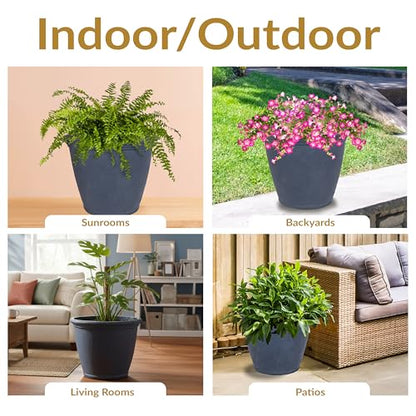 Sunnydaze Anjelica 24'' Large Plastic Planter Pot for Plants, Slate - color: Slate, size: 24 in