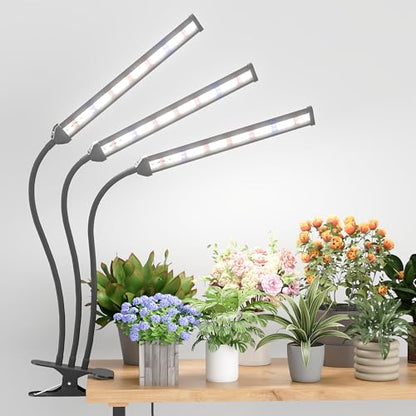GooingTop Grow Light,24W (160Watts Equiv) 5000K White Full Spectrum LED Growing Lamp Clip on Desk for Indoor Plants,Bulbs Replaceable & Non-dimmable (Black, 120Watts) - size: 120Watts