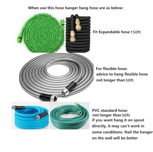 2 Pack Garden Hose Hanger Wall Mount Heavy Duty Hose Holder Hook Use for 150foot Hose (Large, Black) - size: 2 Pack Large