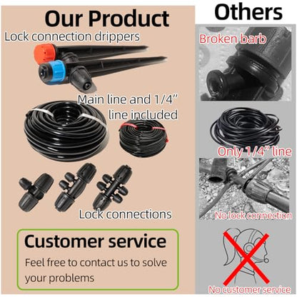 233FT Drip Irrigation System for Garden Kit with 1/2 Inch and 1/4 Inch Tubing Automatic Irrigation Equipment Locked Fittings Micro Drip 360 Degree Fan Sprayer Watering Kit for Greenhouse