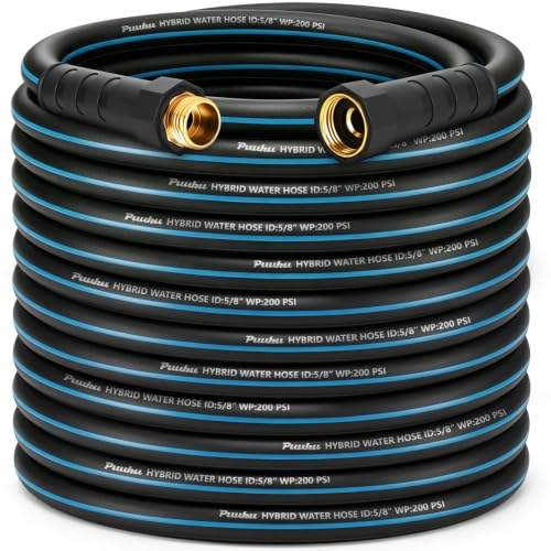 75FT 5/8" Heavy Duty Garden Hose, NON-EXPANDABLE Flexible Water Hose, No Kink - size: 75ft