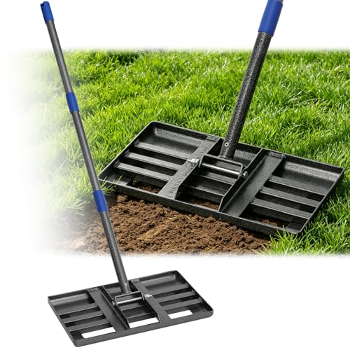 Lawn Leveling Rake,Long Handle Rakes for Lawns Heavy Duty Lawn Leveler Tool for Soil Compost Sand Landscape Rake for Yard Garden Golf Course 17"x10"