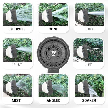 Garden Hose Spray Nozzle, Water Sprayer with 8 Adjustable Patterns, Impact Resistant and Non-Slip for Watering Plants, Car Washing, Pets Bathing and Cleaning - color: White