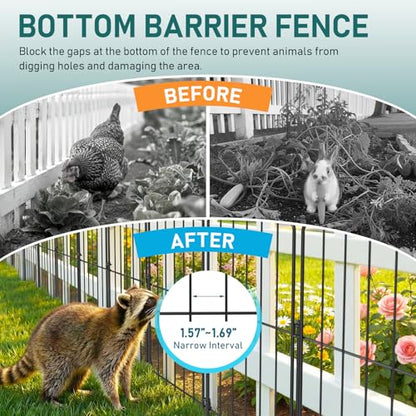 Goovilla Garden Fence, Total 19ft(L) x 24in(H), 19 Pcs, Rustproof Metal - size: Square arch