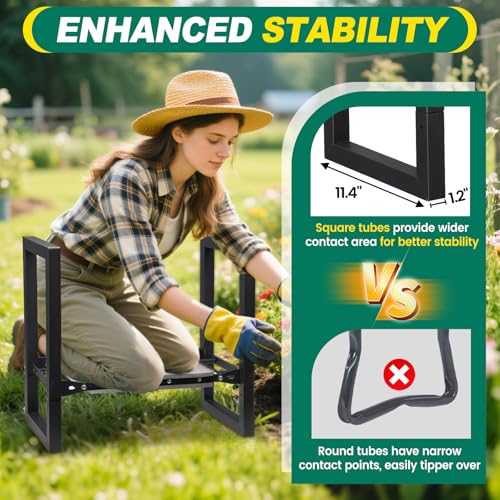 Garden Kneeler and Seat - Heavy Duty Folding Garden Stool with Handles, Stable Kneeling Device Bench Chair Gardening Tools Gifts for Women Men Seniors Gardeners Outdoor Weeding Planting - size: 12.6"