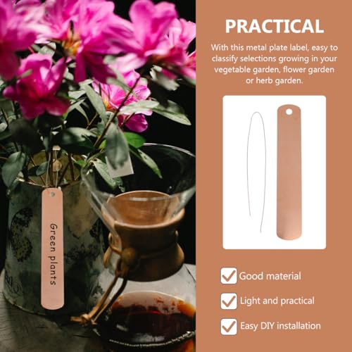 BESTonZON 30 Hanging Metal Garden Labels with 30 Copper Wires, 12 × 2 cm Markers for Pots, Trees and Nursery Plants