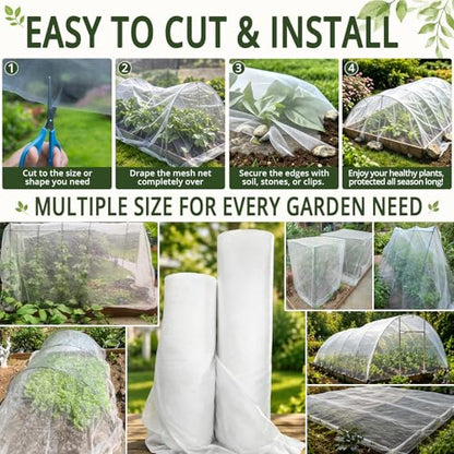 10Ft x 12Ft Garden Netting, Fine Mesh Insect Netting for Plant Protection - size: 10Ft x 12Ft