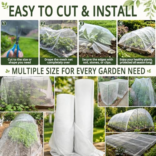 8Ft x 30Ft Garden Netting, Fine Mesh Insect Netting for Plant Protection - size: 8Ft x 30Ft