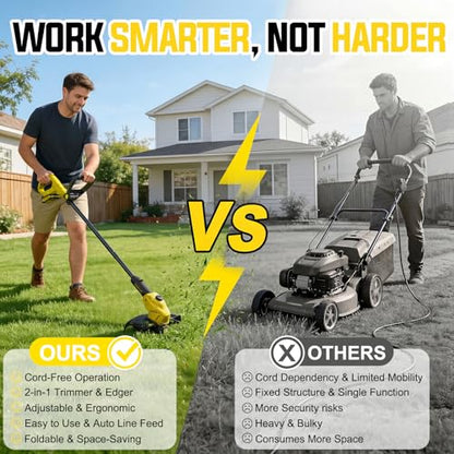 Weed Wacker, 21V Battery Powered Grass Trimmer & Edger 2-in-1 - color: Yellow