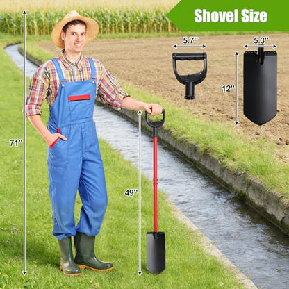 Garden Shovel, Heavy Duty Trench Shovel for Digging,12" Wide Sharp Narrow Spade, 47" Handle, Trench Shovel for Digging,Trenching, Planting,Scraping, Edging with Cutting Blade, D Handle, Foot Pedal