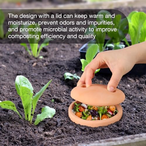 Underground Worm Farm 10 * 4.13 * 4.13Inch Garden Composting bin Ceramics Outdoor Gardening Compost Bin with Holes and Lid Clay for Vegetable Backyard Compost Bin Outdoor - style: 1pcs：10*4.13*4.13Inch