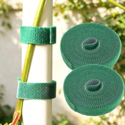 2 Rolls Reusable Nylon Plant Ties Loop Hook Garden Support Tape, (Green) - color: Green