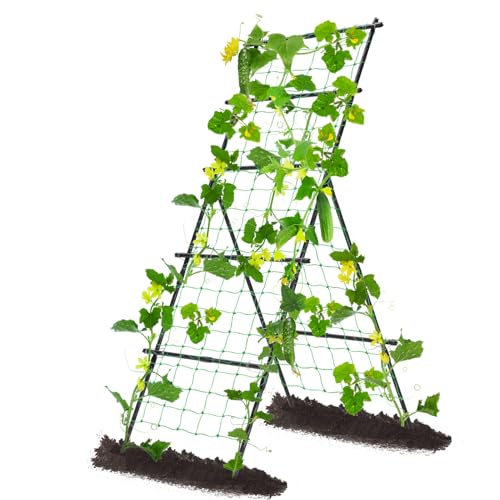 Cucumber Trellis A Frame Garden Trellis 31 x 26 x 75 in - size: 74.8 x 30.71 x 30.71 in, A-Frame, Black