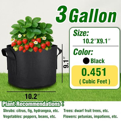 12-Pack 3 Gallon Grow Bags - size: 3 Gallon