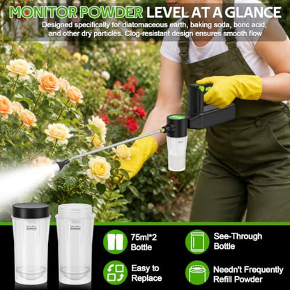 Electric Diatomaceous Earth Duster, 2000mAh Rechargeable Powder Duster - color: Black