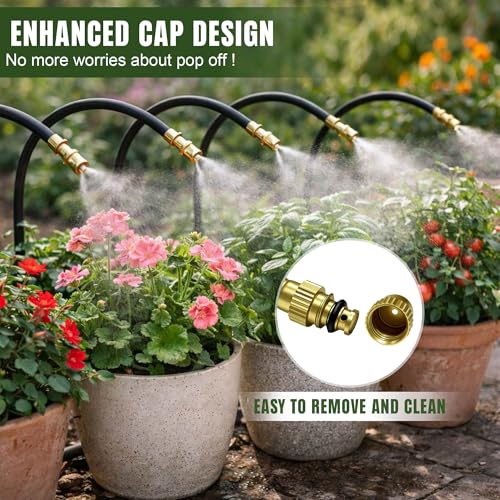 40PCS Push-to-Fit Drip Irrigation Mister Emitters for 1/4" Irrigation Tubing, Copper 360° Adjustable Bendable Atomizing Nozzles with T-Connectors,Micro Spray Nozzles for Garden Greenhouse Agricultural - size: 40PCS 360° Bendable Misting Copper Nozzles