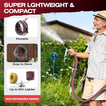 Flexible Lightweight Garden Hose 15 FT - color: Gray/Red, size: 15 FT