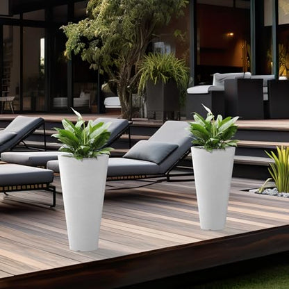 Kante Set of 2 White Plastic Round Planters 18" Tall Home & Outdoor - color: White, size: 18" H