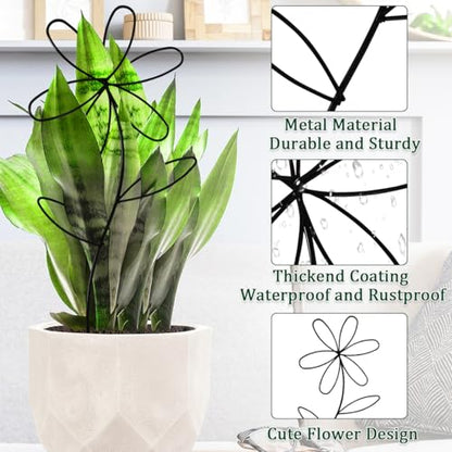 2 Pcs Indoor Plant Trellis, Mini Garden Trellis for Potted Plants, Indoor Potted Plant Climbing Plants Flower Pots Supports with Cute Floral Patterns for Houseplant Vine lvy Flower Plant