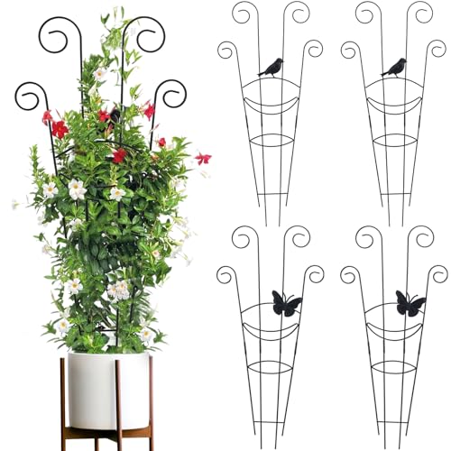 4PCS 30" Trellis for Climbing Plants Outdoor,Rustproof Metal Support - color: Black - Butterfly, size: 4 pack