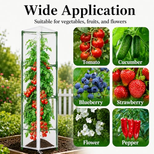 Halatool Garden Tomato Plant Cover Netting, Fits 55–72" Tomato Cages - size: 61 Inch